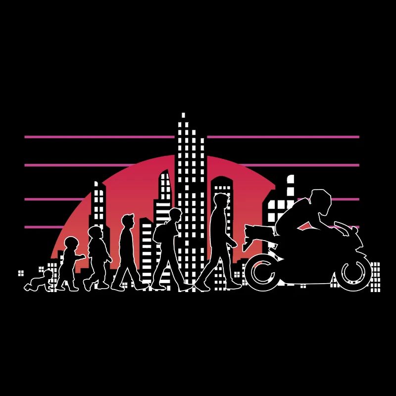 Motorrad Evolution Vintage 80s Retro Biker