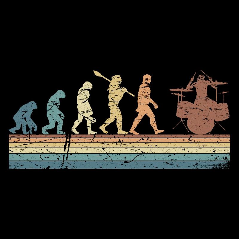 Evolution de l’homme Drums Band Retro Vintage Drummer