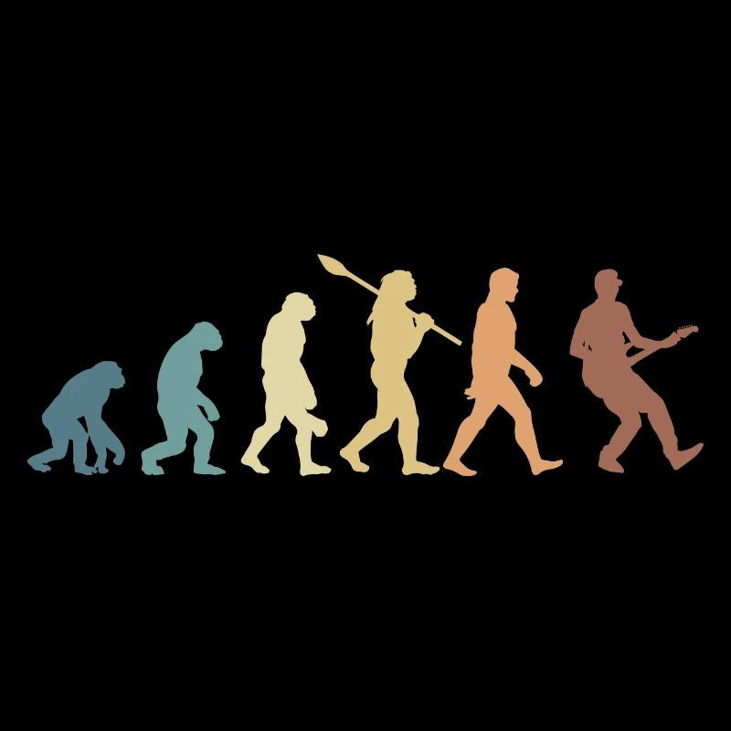 Human Evolution Guitar Band Retro Vintage