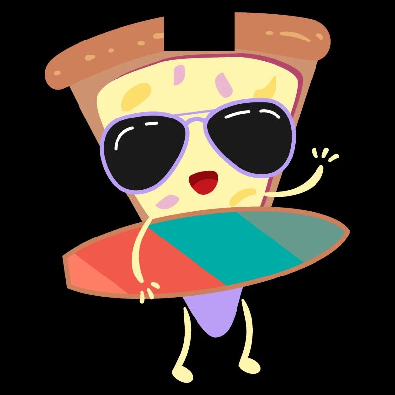 Pizza surfing Hawaii pineapple surfboard