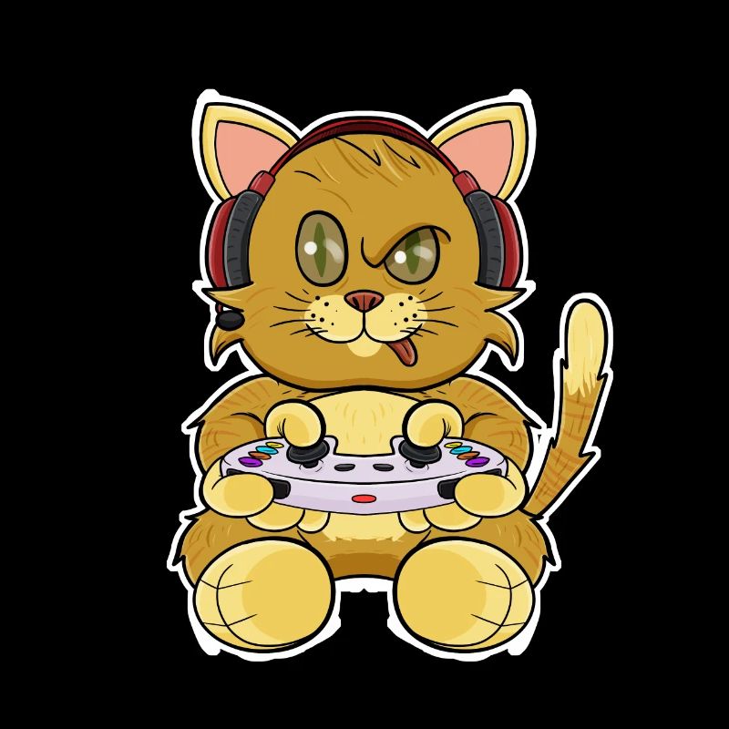Kitten Cat With Gaming Controller I Funny Gaming