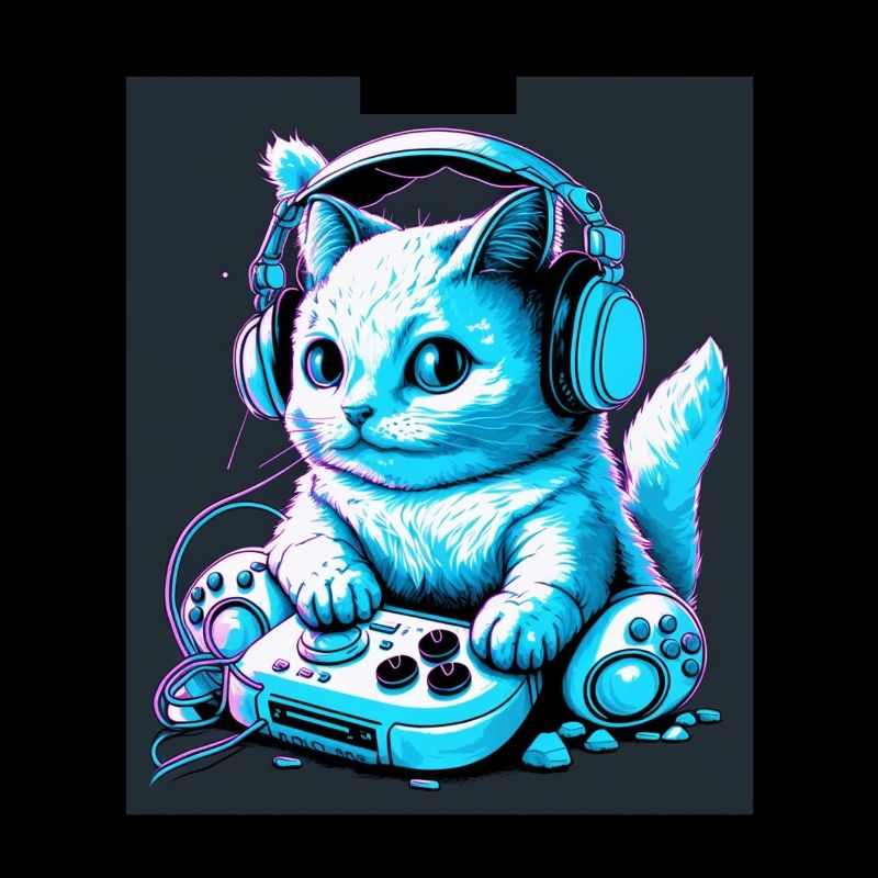 Gaming Katze Zocker Streamer Kopfhörer Controller