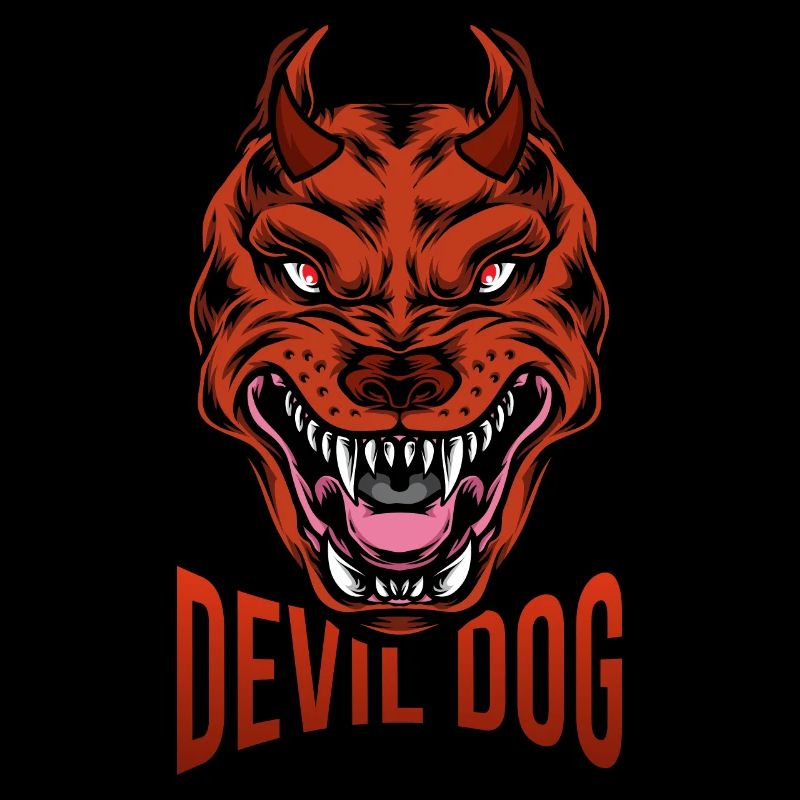 Devil dog with sharp teeth