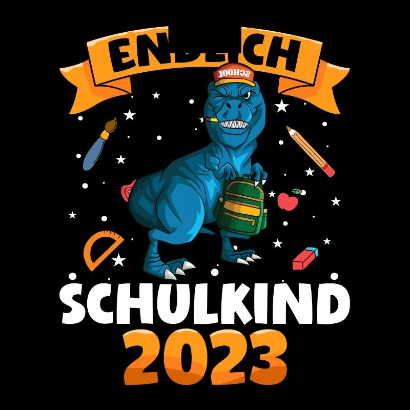 Endlich Schulkind 2023 Einschulung Dinosaurier