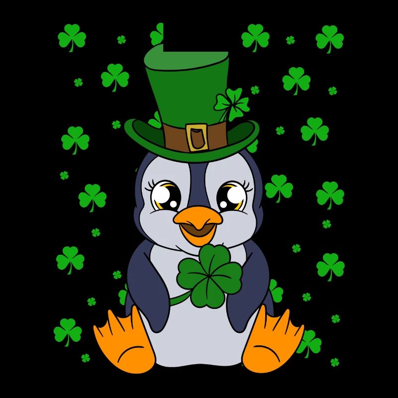 Manchot mignon Trèfle Saint-Patrick Pingouin