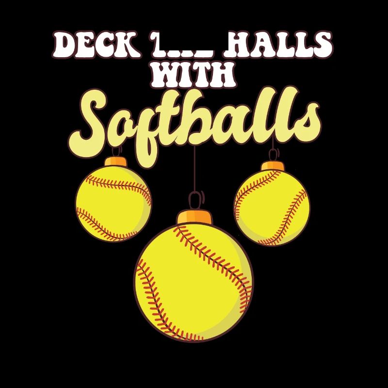Softball Player Catcher Christmas Balls Deck The