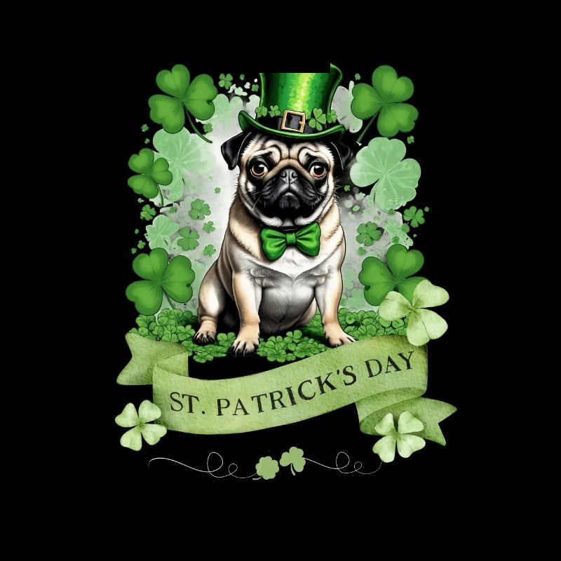 St. Patrick's Day Pug I Shamrock St Paddys Day Pug