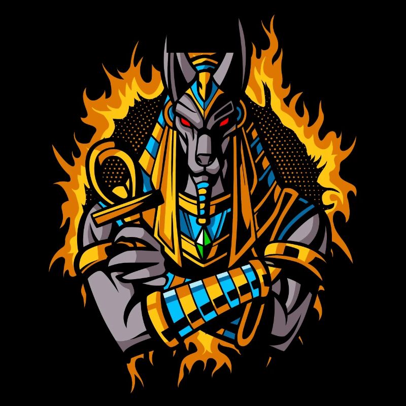 Anubis Dieu avec demi-teinte or feu