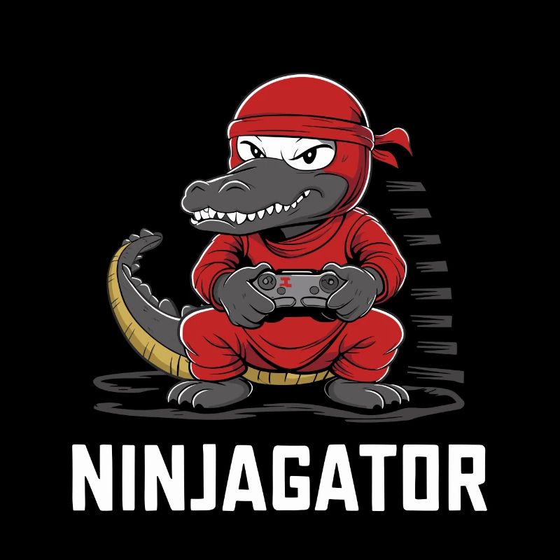 Ninja Alligator Gamer Fun Gaming Reptile Graphic