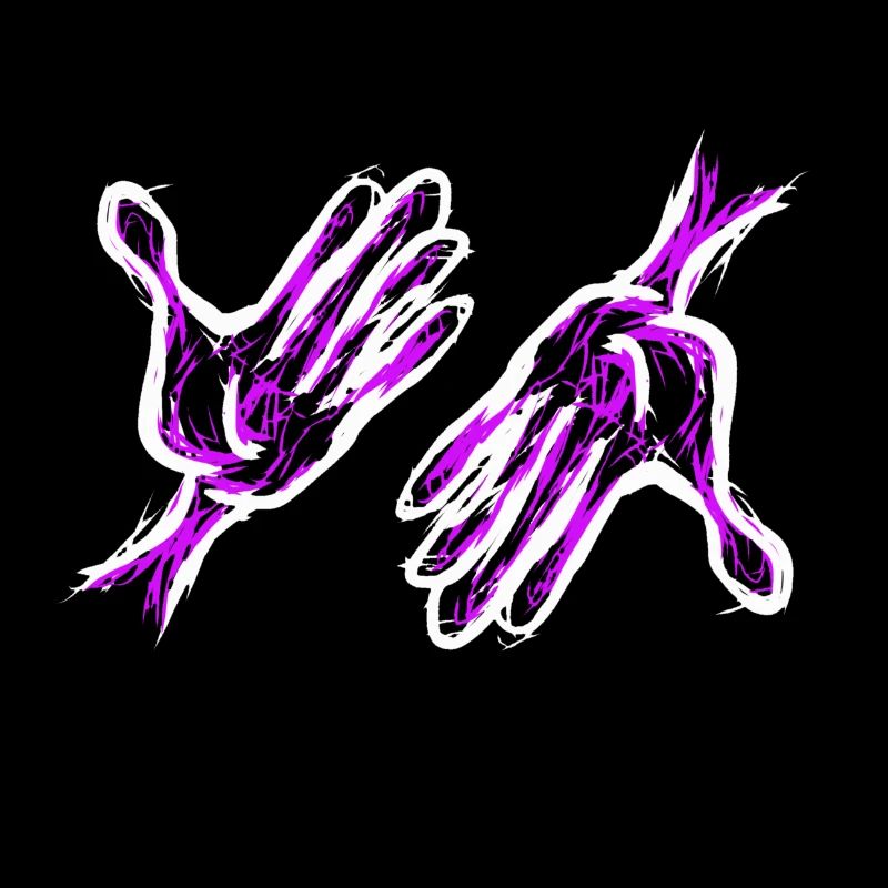 purple hand hands