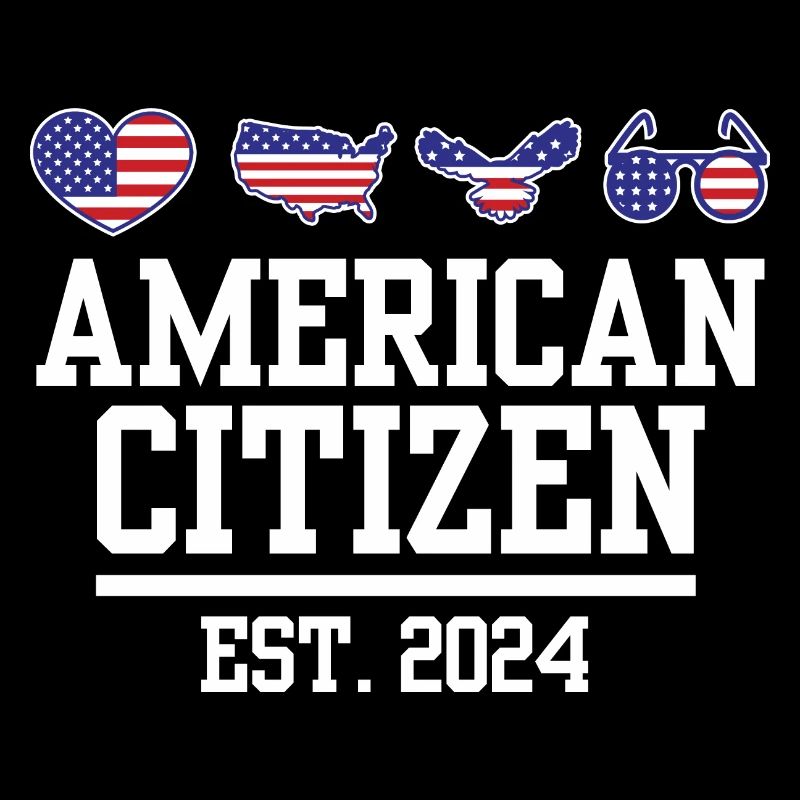American Citizen Est 2024 US Flag Naturalized