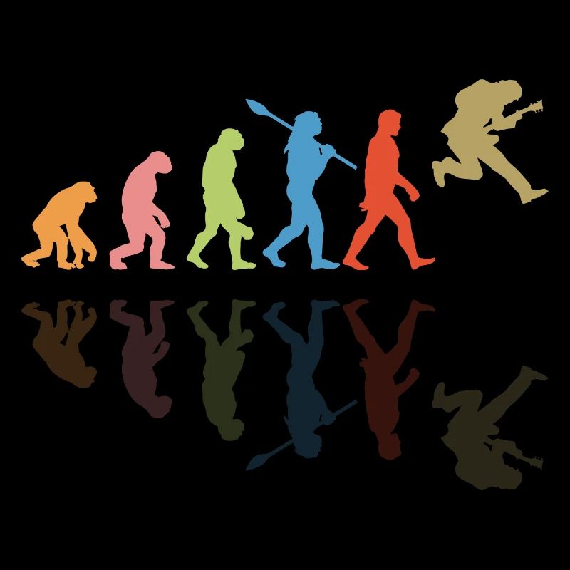 Human Evolution Guitar Band Retro Vintage