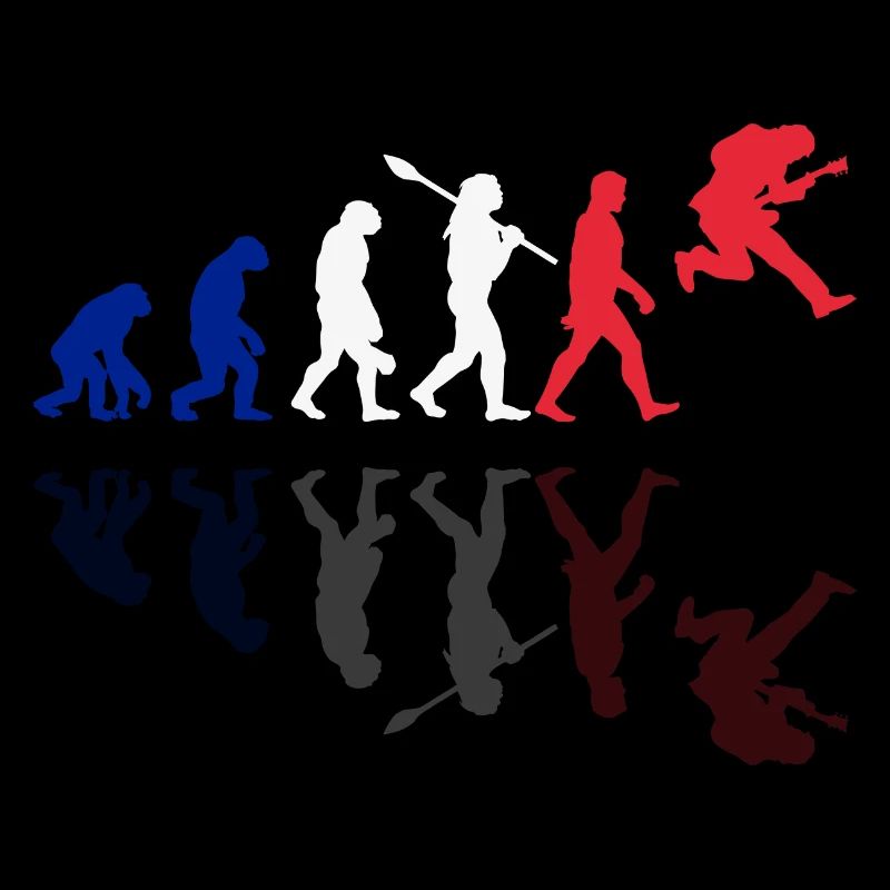 Human Evolution Guitar Band Retro Vintage Français