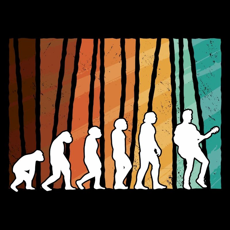 Human Evolution Guitar Band Retro Vintage