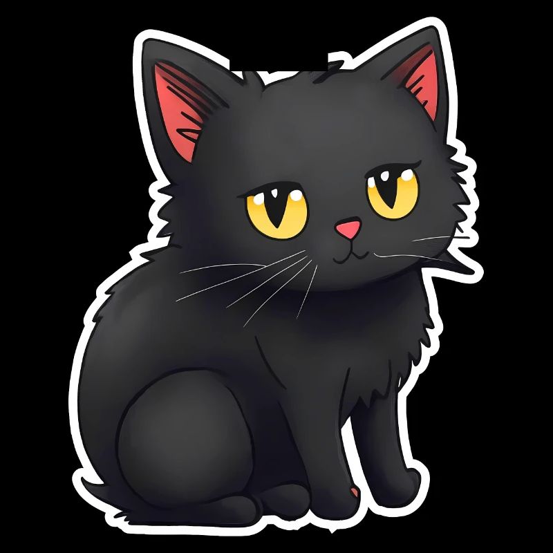 Autocollants de chats noirs mignons