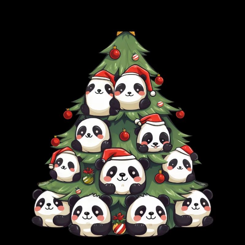 Christmas Panda - A Festive Tree with a
