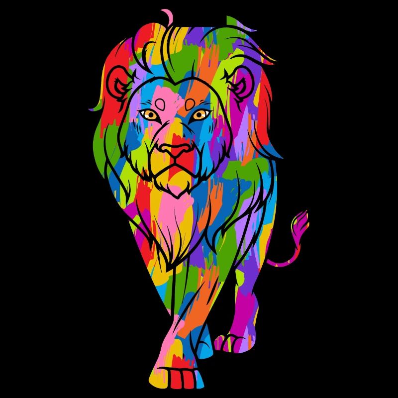 Löwe Bunt Vintage Regenbogen Retro Löwen