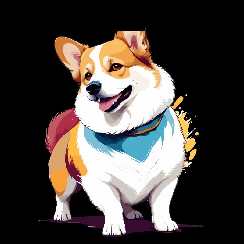 Corgi Vektor Kunst mit lebendiger Farbillustration