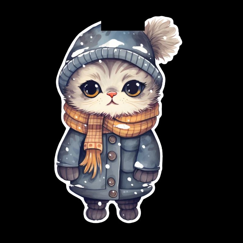 Chat avec chapeau, écharpe et veste