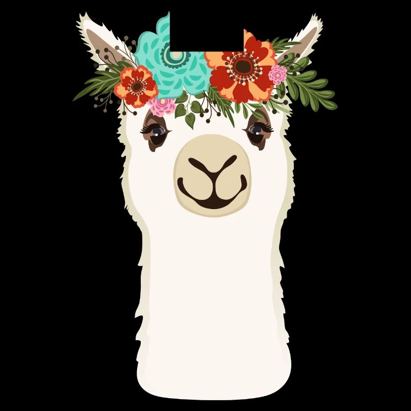 Alpaka mit Blumen