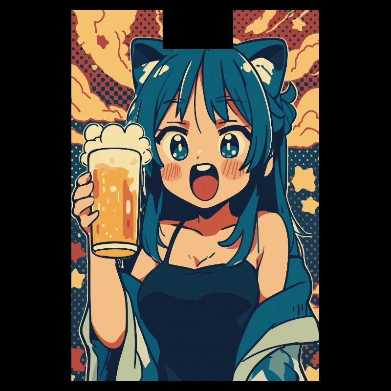 Prost! Anime Mädchen mit Bier