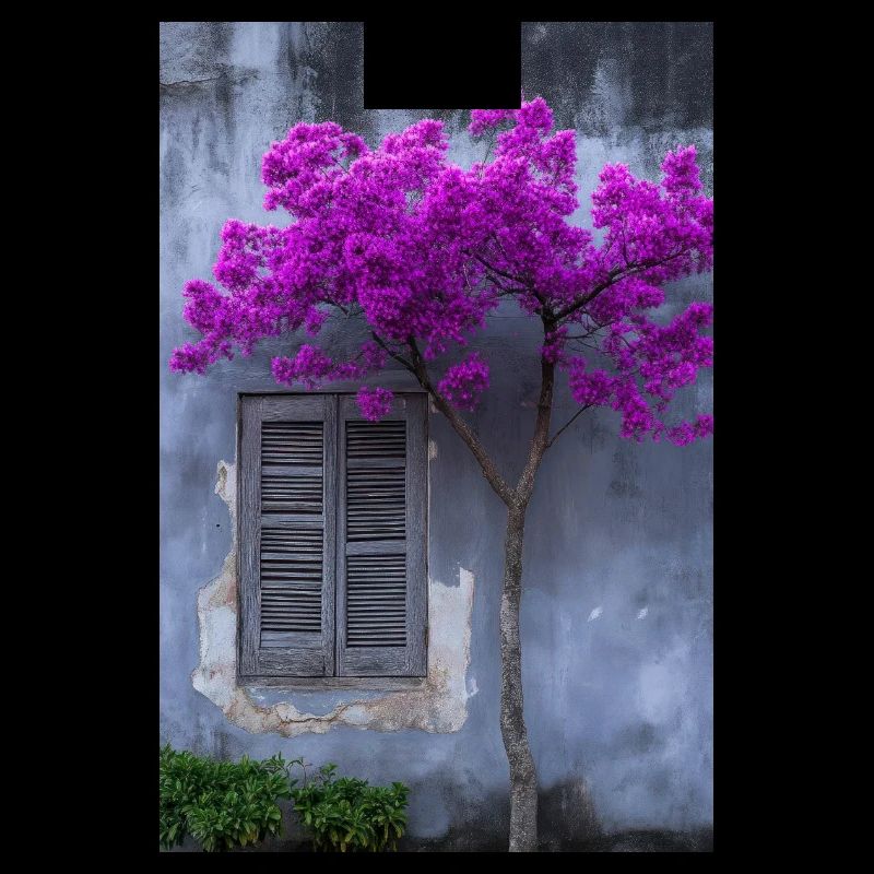 Vibrant Blossom Against Rustic Wall