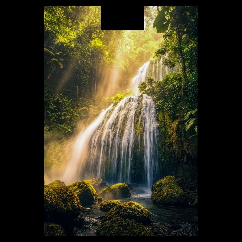 Cascade ensoleillée dans la forêt tropicale