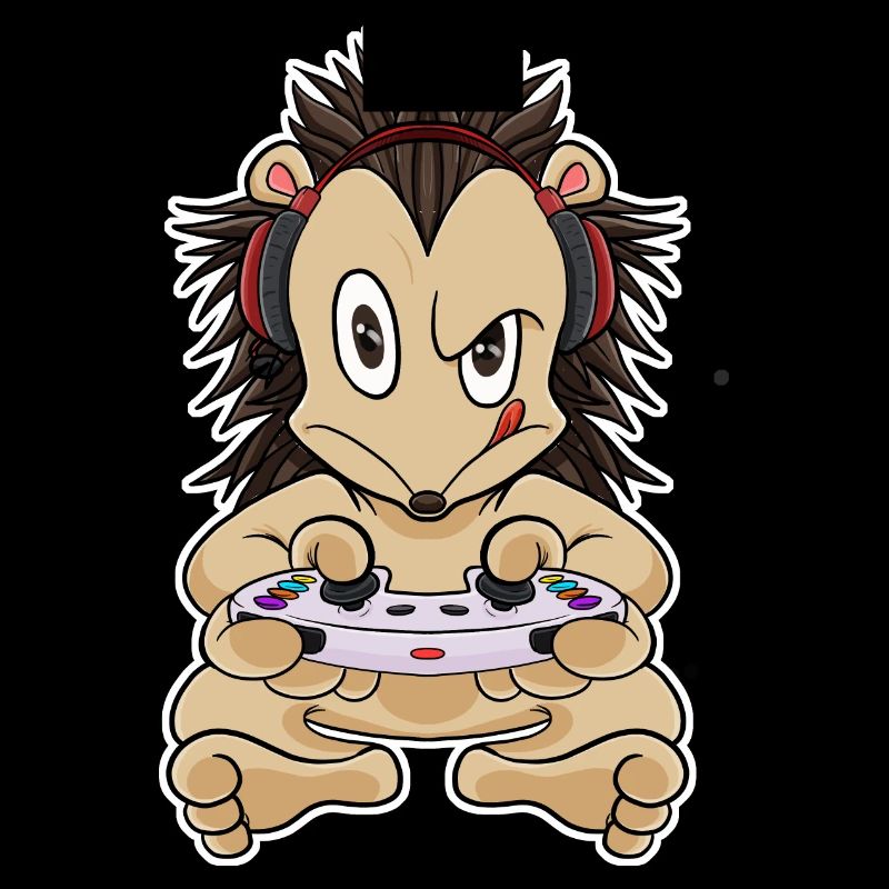 Hedgehog With Gaming Controller I Funny Gaming I