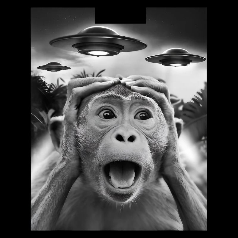 Lustige Affengrafik UFO Seltsam