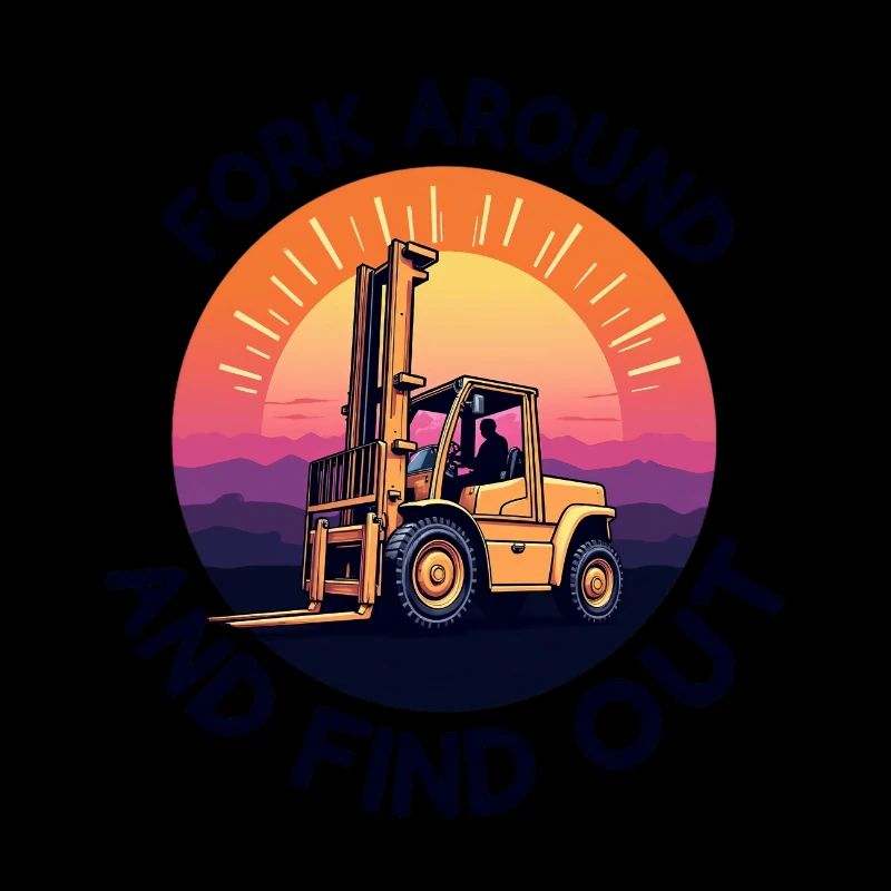 Fork Around and Find Out Forklift Sunset