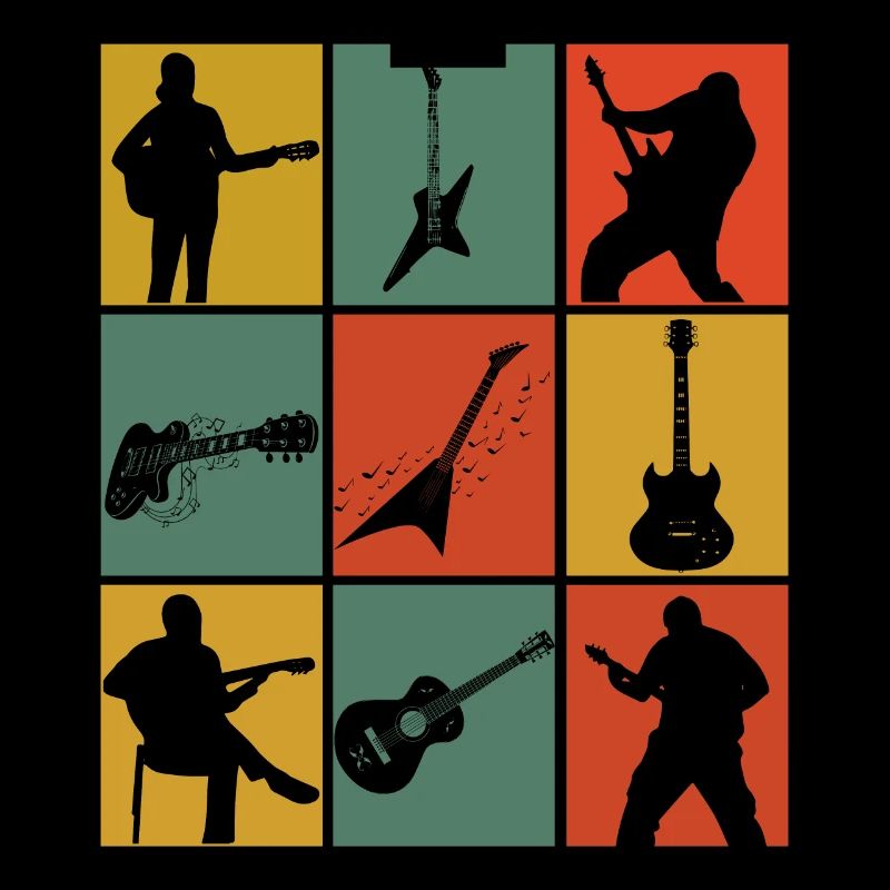 Rétro guitariste guitariste guitares électriques