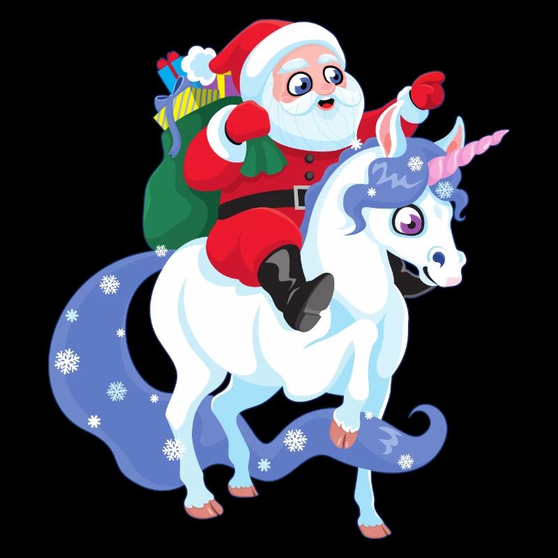 Weihnachtsmann reitet Einhorn Weihnachten Geschenk