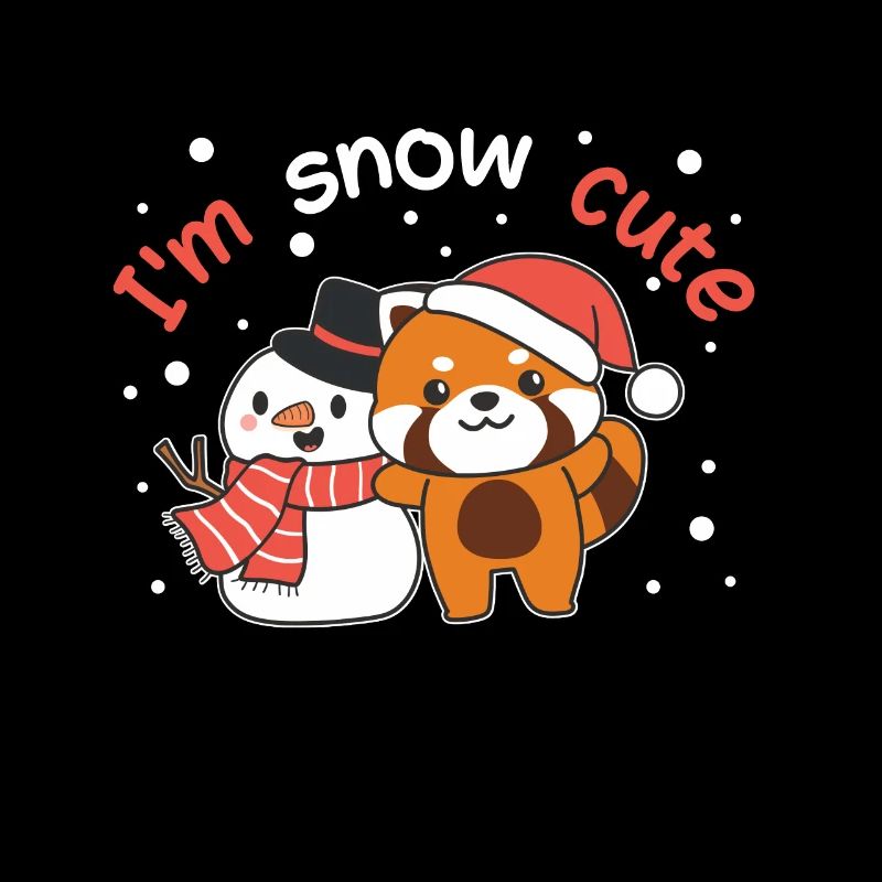 Red Panda I'm snow cute snowman pun