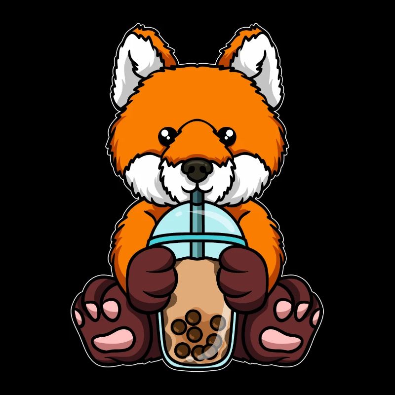Fuchs trinkt Bubble Tea