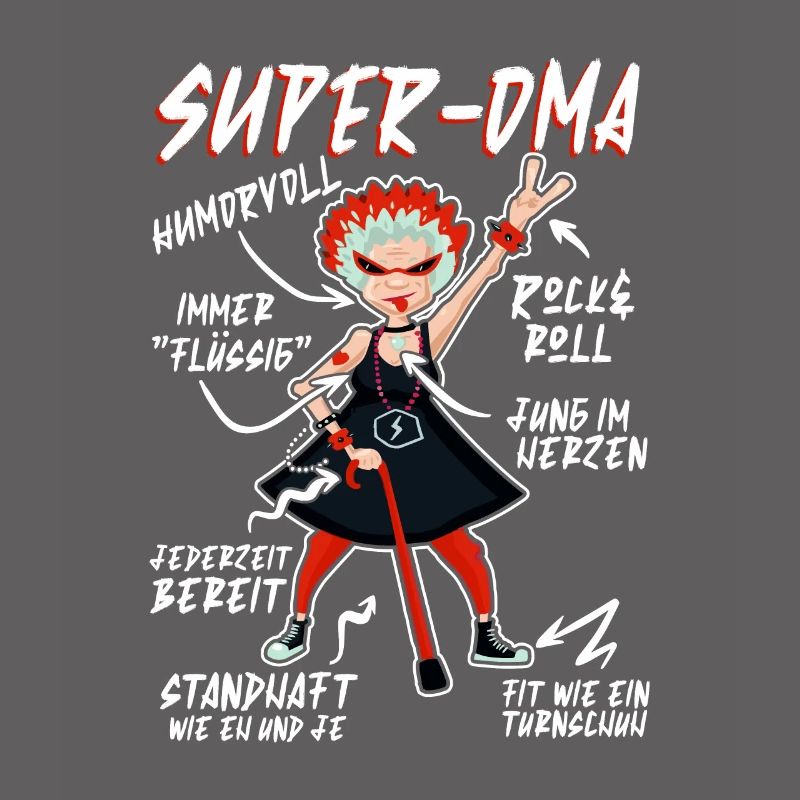 Anatomie eines Super Oma Großmutter Omi