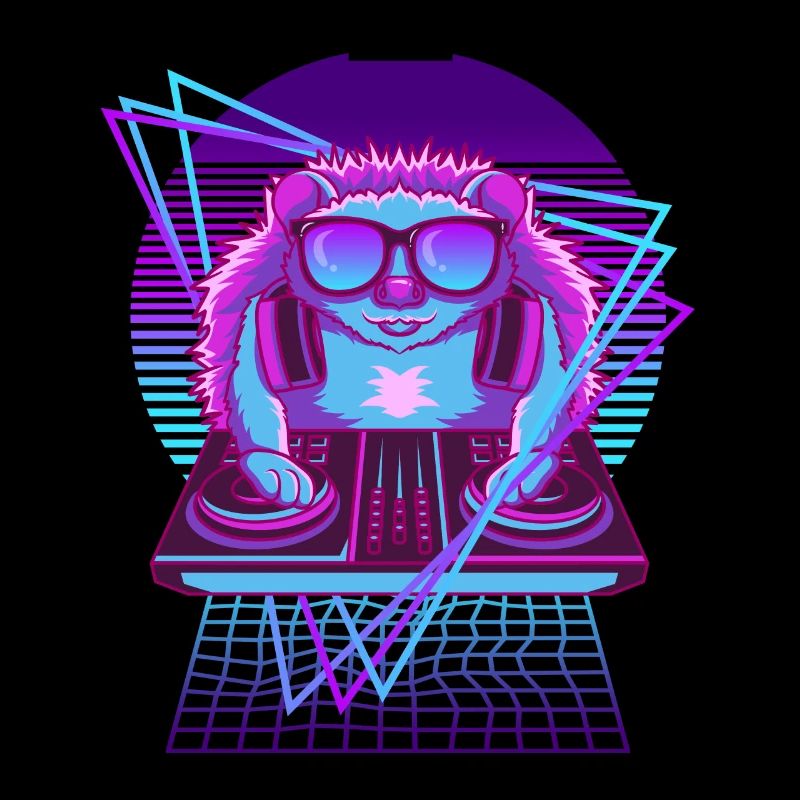 Vaporwave Hedgehog DJ Desk Hedgehog
