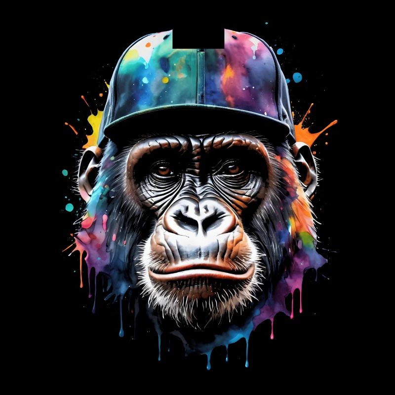 Gorille Snapback Cap Monkey Cool Animal Design Print