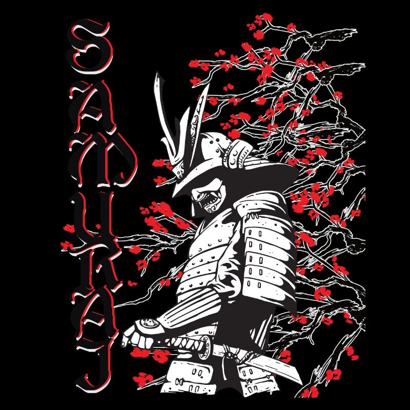Samurai with cherry blossoms
