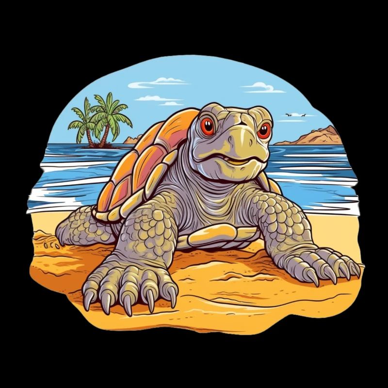 Turtle on the Beach Illustration