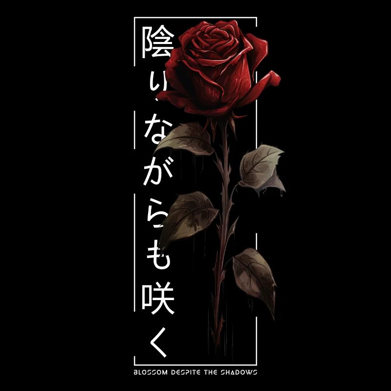 Blossom Despite The Shadow Rose Japanese Script