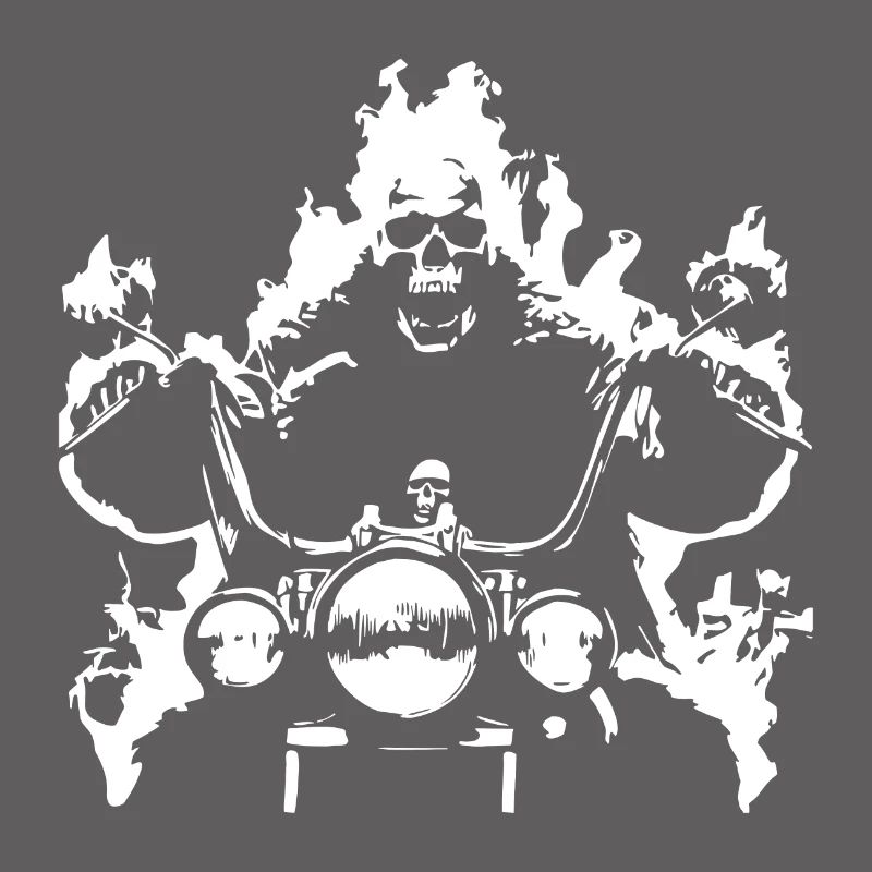 Skull Biker Flame Motorcycle