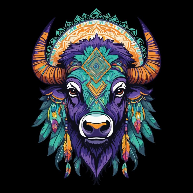 Bison Bull Dream Catcher Mandala Design
