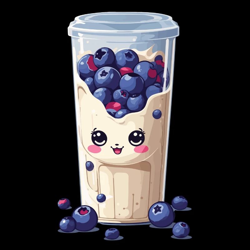 Blaubeeren Niedlicher Milchshake Kawaii Spaß