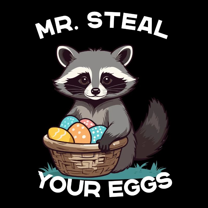Funny Raccoon Eggs Thief Easter Saying