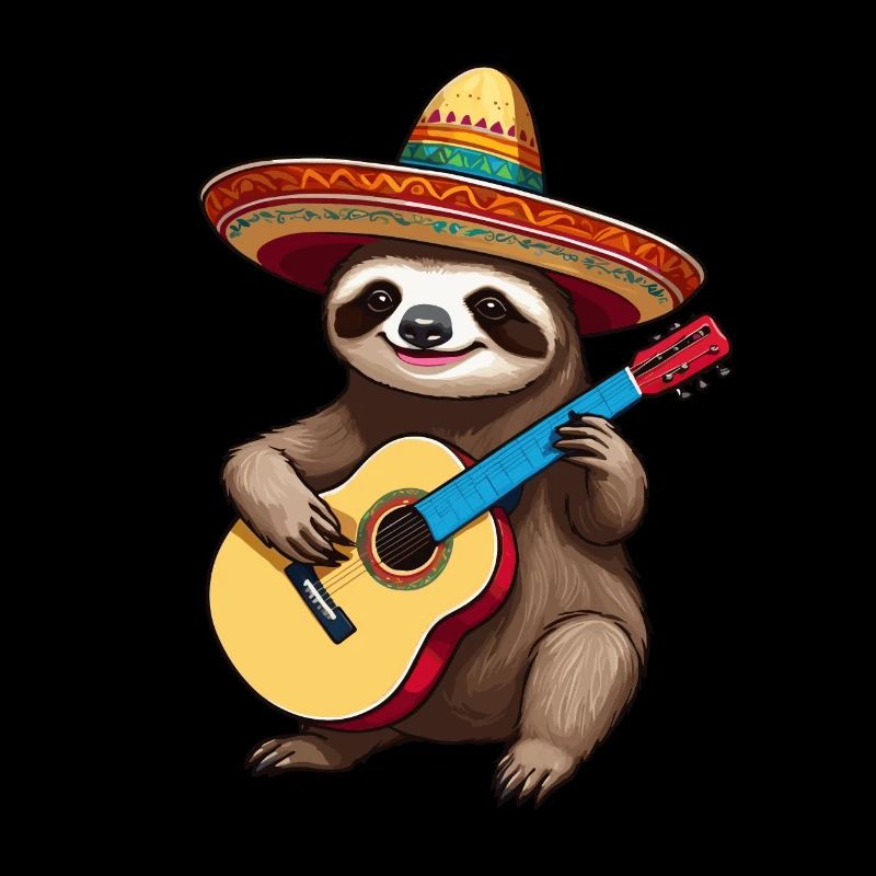 Sloth Mexican Mariachi Guitar Magic