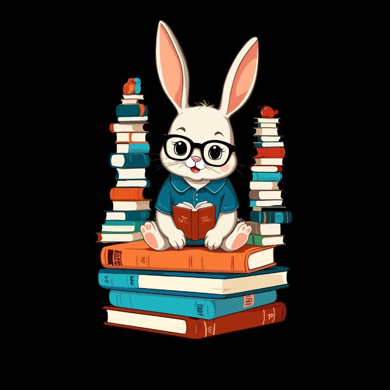 Lapin de lecture Passionné de livres