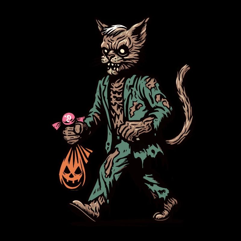 Chat zombie mort-vivant Halloween