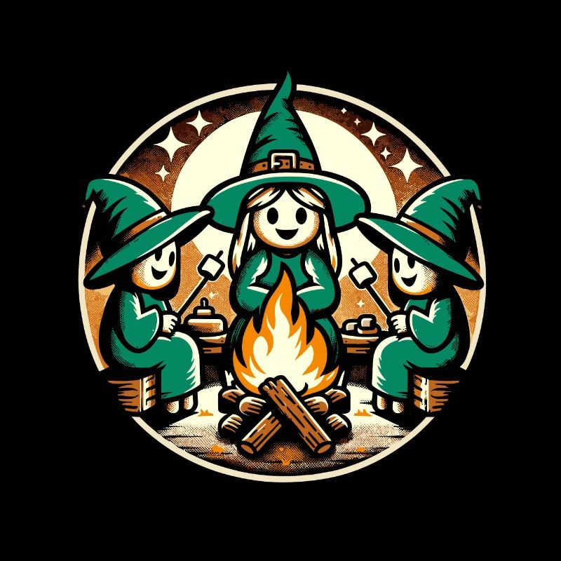 Camping Lagerfeuer Vintage Hexen Design