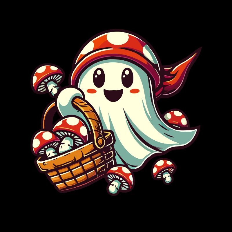 Mushroom Picker Ghost Funny Halloween Design