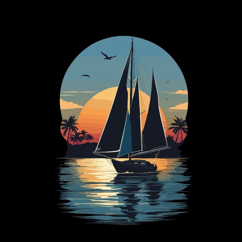 Voile au coucher du soleil